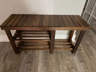 Wooden Entryway Bench with Shoe Shelves