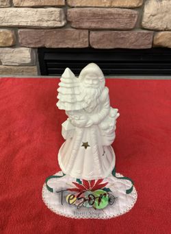 White Vintage Christmas Ceramic Tealight Santa