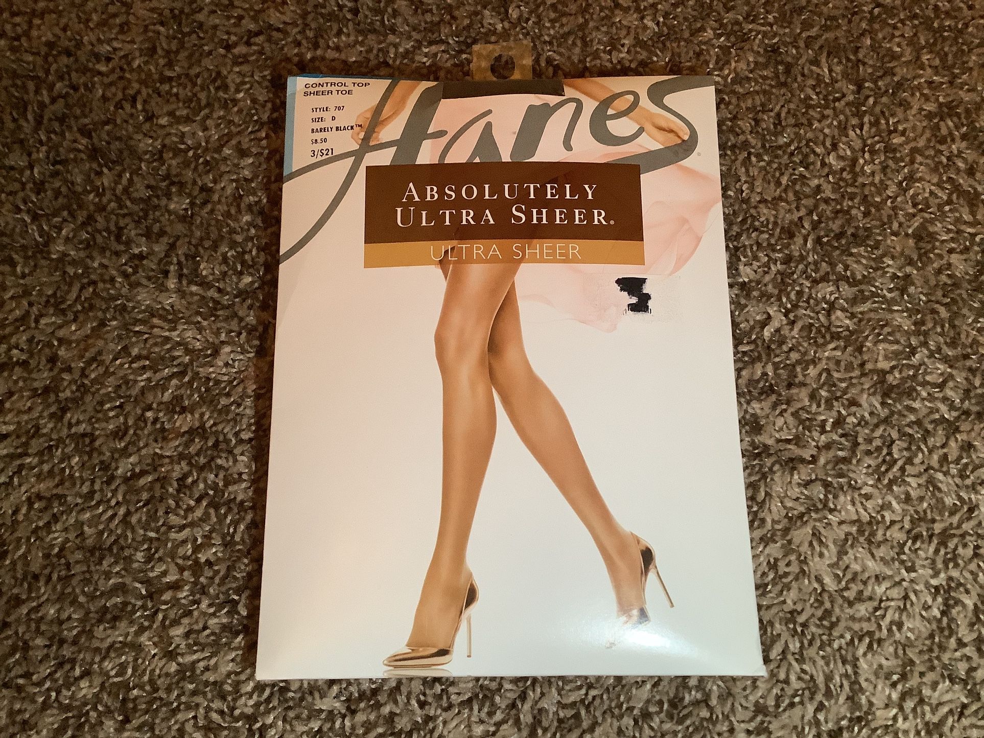Hanes absolutely ultra sheer pantyhose, color barely black, size: D