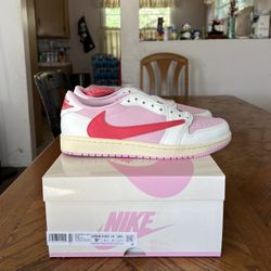 Jordan 1 Retro Low OG SP Travis Scott Sail Tropical Pink Size 9.5