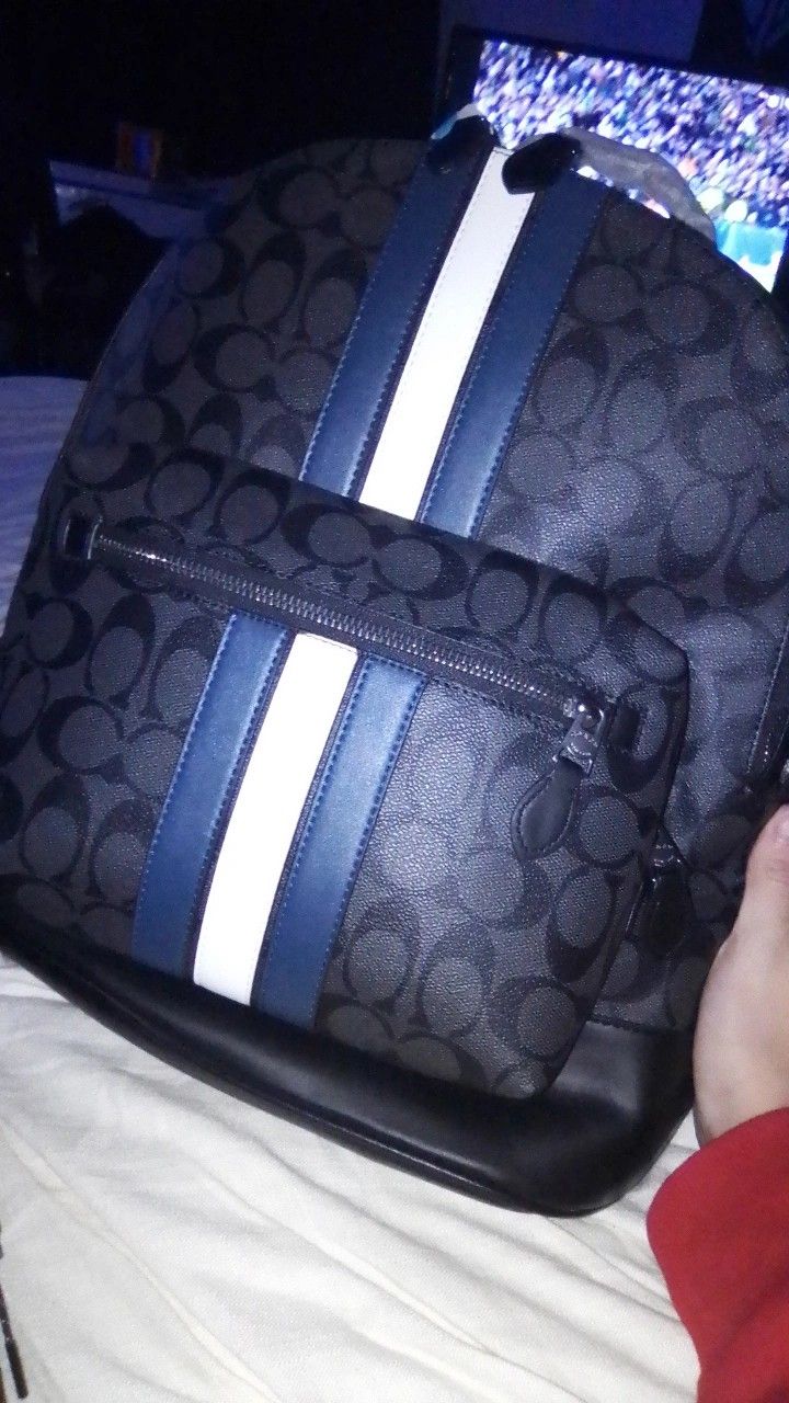 CoachWest Backpack
In Signature Canvas With Varsity Stripe