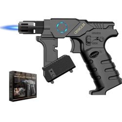 Butane Torch Lighter Gun, Refillable Kitchen Torch with Blue Light, Creme Brulee Torch, Butane Lighter with Safety Lock&Adjustable Flame for Cooking, 