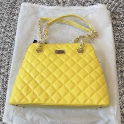 NWT St. John leather Yellow Quilted Shoulder Bag