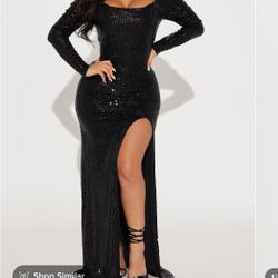 fitted lace wedding dress Nova Glitter Dress - Black | Peach the Label main image 1