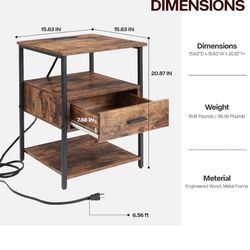 Side Table With Charging Station 