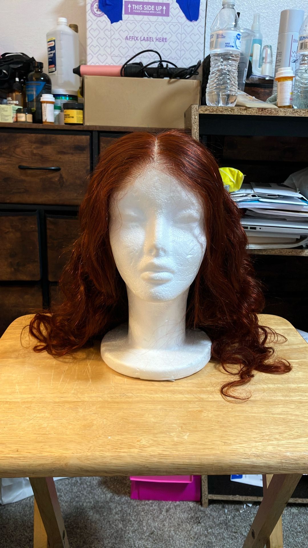 Red Human Hair Wig