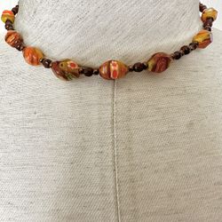 Orange Beaded Necklace 