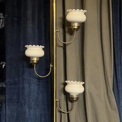 MCM Pressure Mount Light With Milk Glass Shades