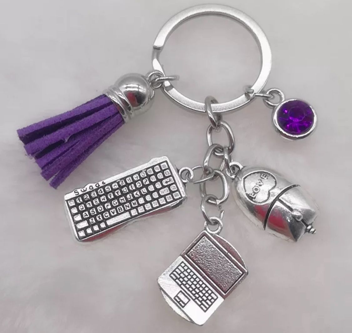 Brand New Office Assistant Secretary Manager Charms Keychain Gift - Purple Tassel 