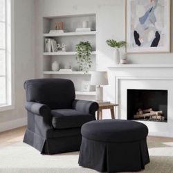 Black Armchair And Ottoman