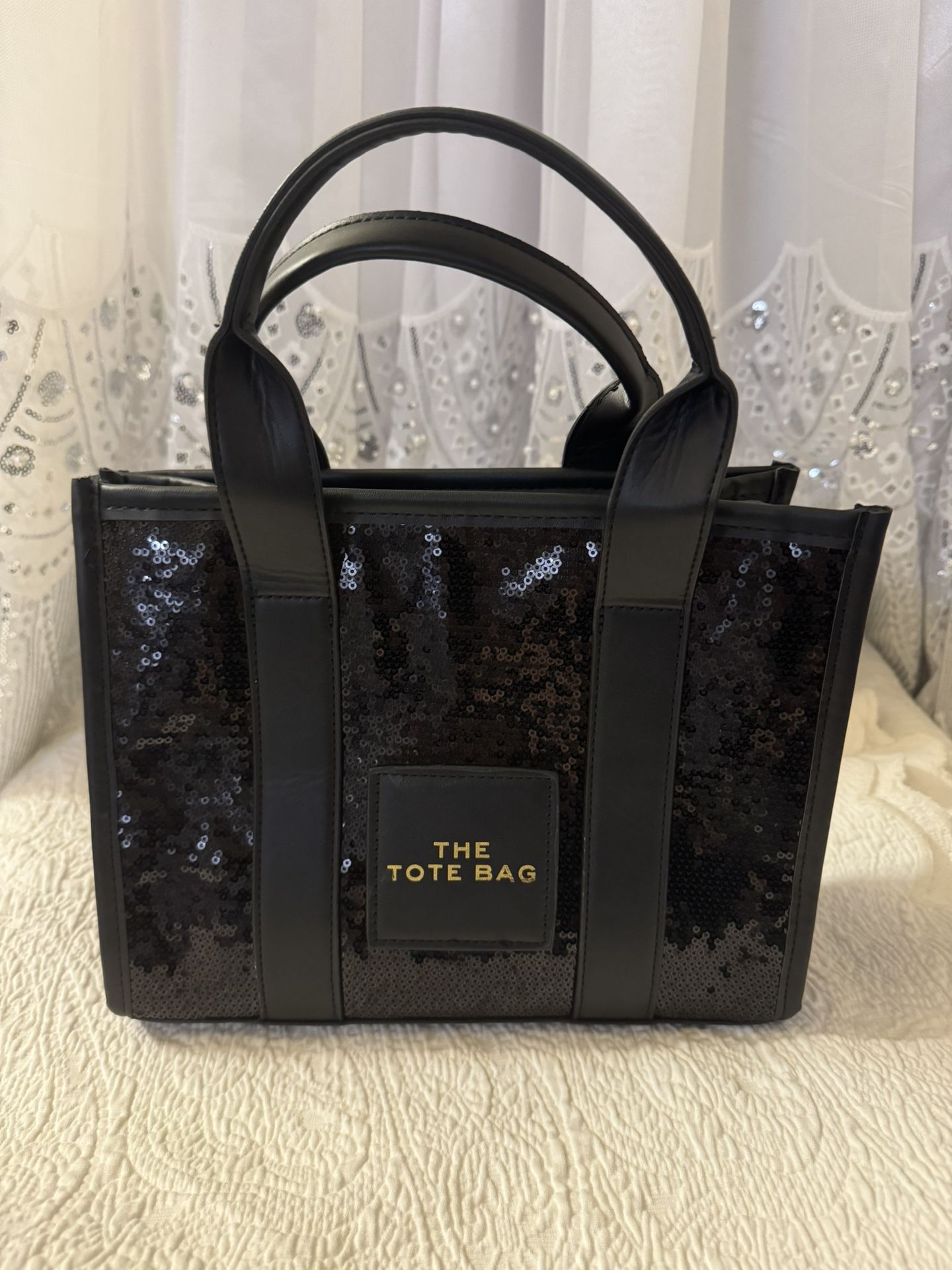 The Tote Bag Medium Black Sequin Bag
