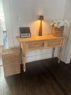 Rustic Pine Wood Console Entry Table