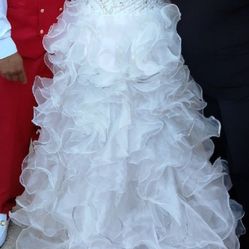 White Strapless Ball Gown Wedding Dress 