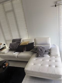 White leather sectional