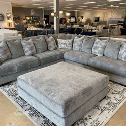 New/,Oversized Accent Gray Ottoman / The Sectional Sold Separately 
