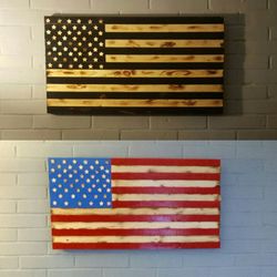 Wood american flags
