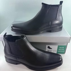 NEW Perry Ellis Portfolio Men's Chelsea Black Leather Boots - size 9/ 11