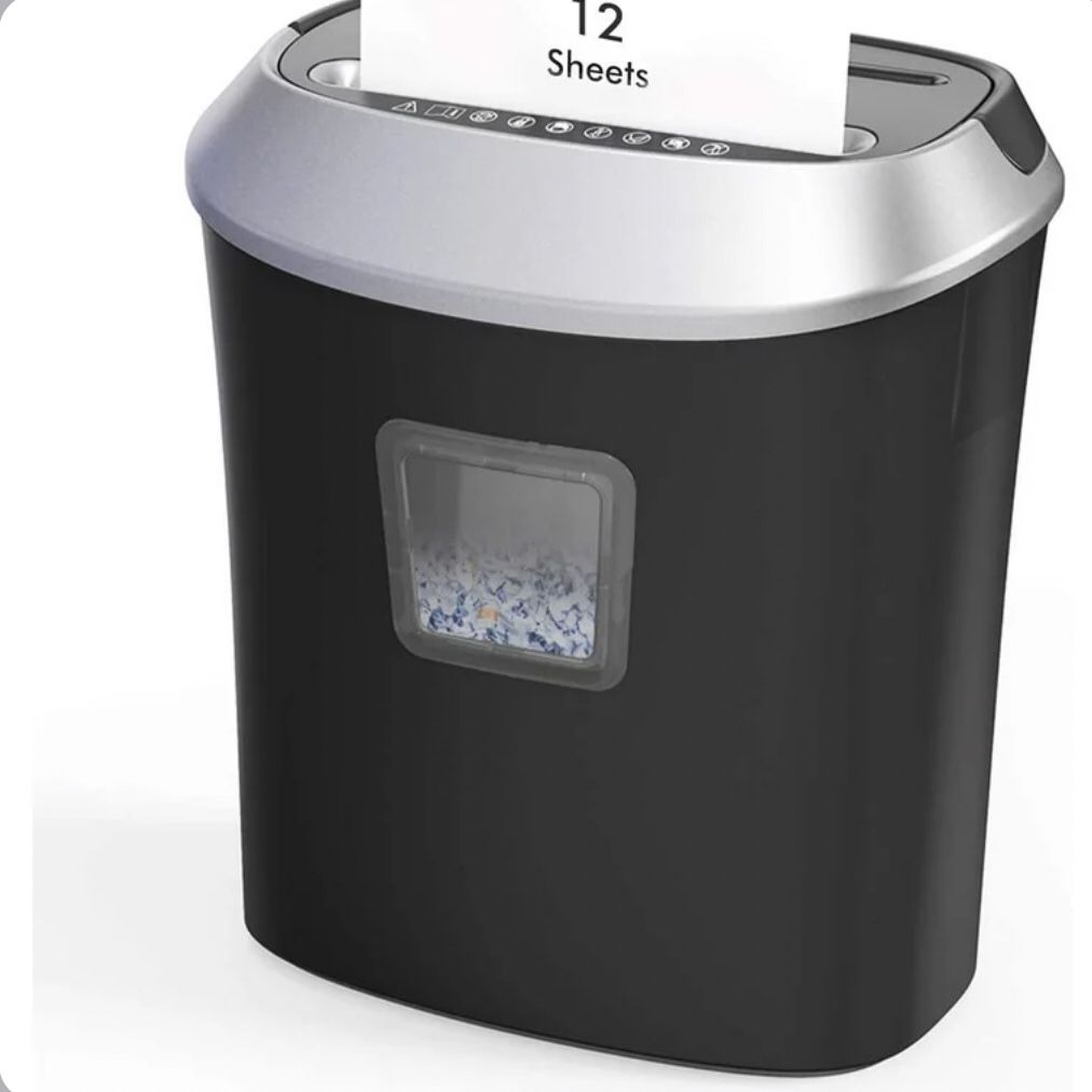 Dodocool 12-Sheet Paper Shredder, Crosscut Paper/CD/Credit Card Shredders with Pullout Basket for Home Office Use, Black