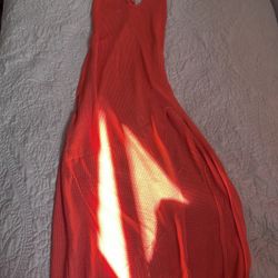 Knitted Orange High Split Dress