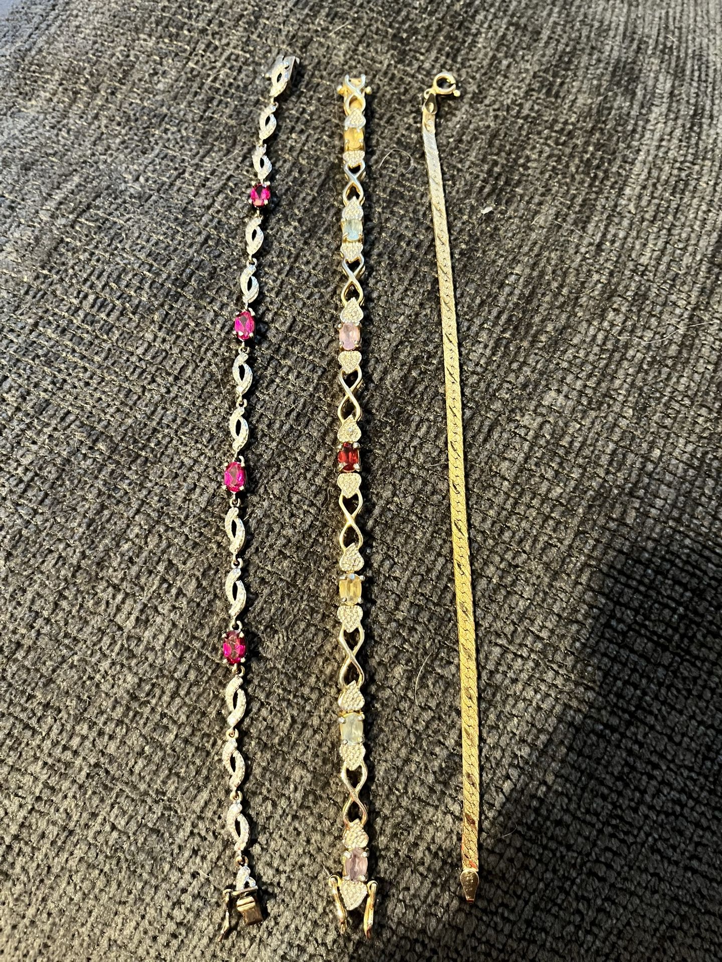 925bracelets two with diamonds and rubies and stones