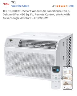 TCL 10,000 BTU Smart Window Air Conditioner, Fan & Dehumidifier Up To 450 Sq. Remote Control NEW/BOX