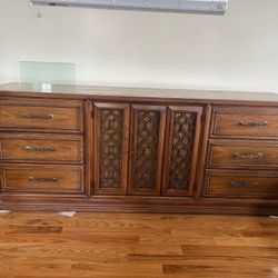 Solid Walnut Dresser, Many Drawers, Unique Features 