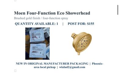 Moen Four-Function Eco Showerhead Brushed Gold