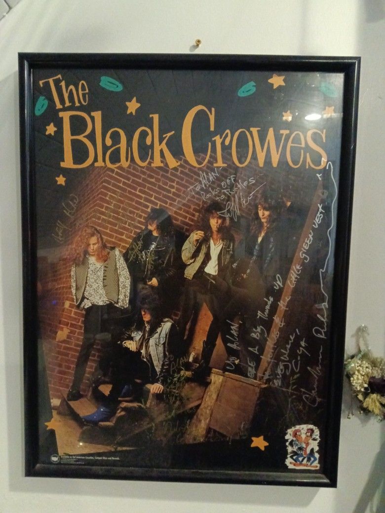 RARE *ORIGINAL PROMO POSTER FOR THE BLACK CROWES SHAKE YO MONEY MAKER AUTOGRAPHED BY ALL BAND MEMBERS
