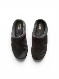 Dearfoams Charcoalt Gray Plush Memory Foam Slip-On House Slippers