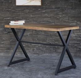 New Solid Wood Table or desk with metal legs