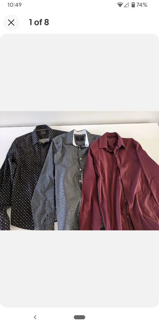 Bundle: x3 Mens GUESS XS Long Sleeve Shirts + 2 Free XS GUESS T-Shirts