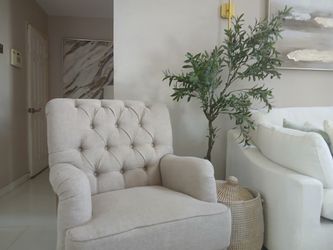 Two BeigeTufted Accent Armchair