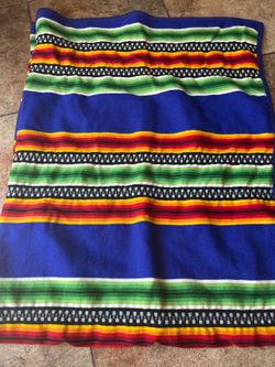 PENDLETON Blue Striped Blanket 6 Ft x 4.5 Ft