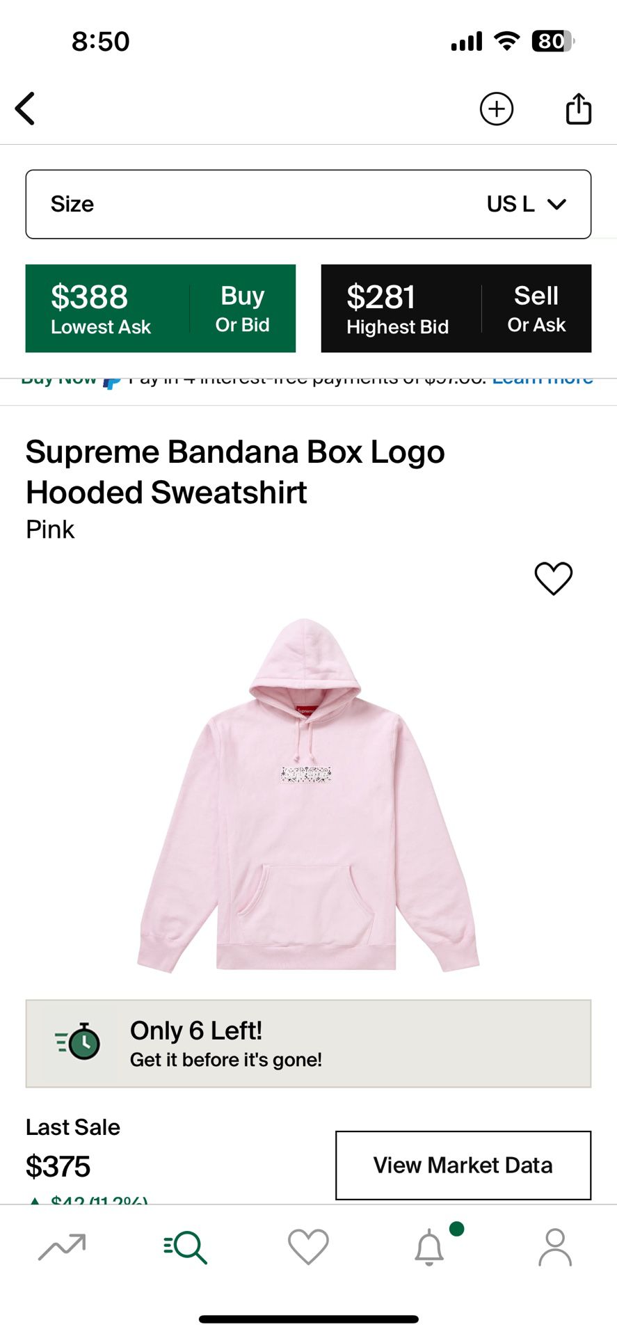 supreme pink bandana hoodie size xl