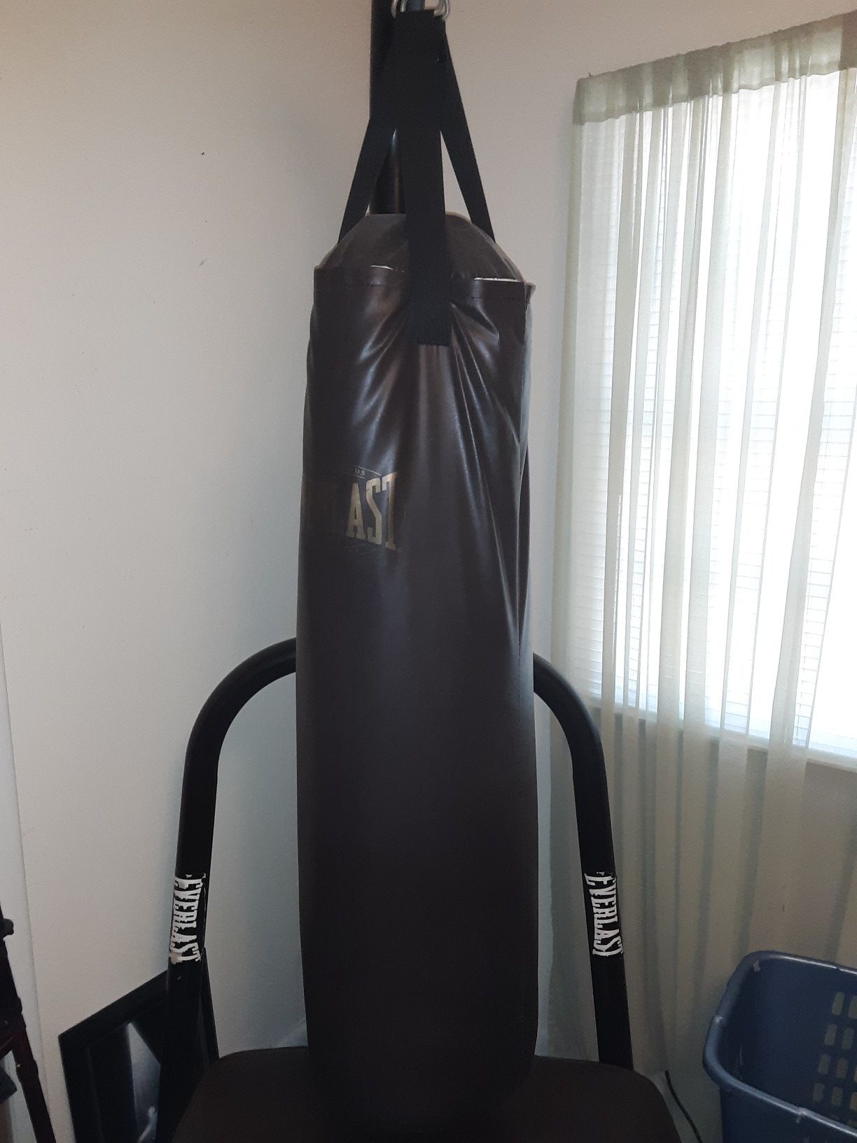 Long punching bag with gloves
