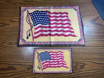 Vintage 48 Star US USA Flag Cigarette Tobacco Felt 15.5”x10.5” Flannel Banner