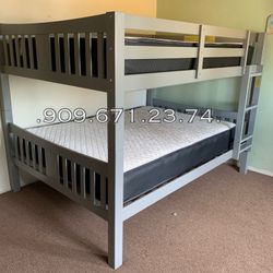 Full Full Size Gray Bunkbed With Orthopedic Matress 
