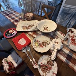 🎄 Williams Sonoma Reindeer Holiday Dinnerware Set | 32 Plates + Serving Pieces | Complete Christmas Entertaining Collection