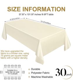 Ivory White Polyester Table Cloths (18pk)