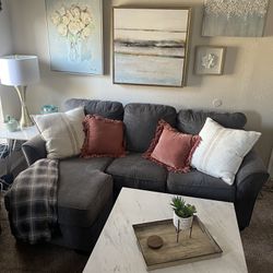 Dark gray sectional with chaise