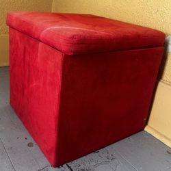 Red Suede Storage Ottoman – Flip Top