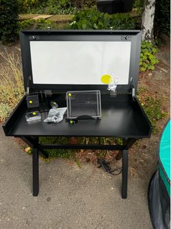 Flip top writing desk w/ white board and power