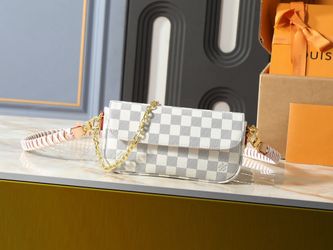 Louis Vuitton Wallet on a Chain White Checkered