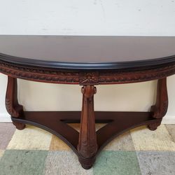 Modern Carved Sofa Table - Cherry Finish - Half Round Table