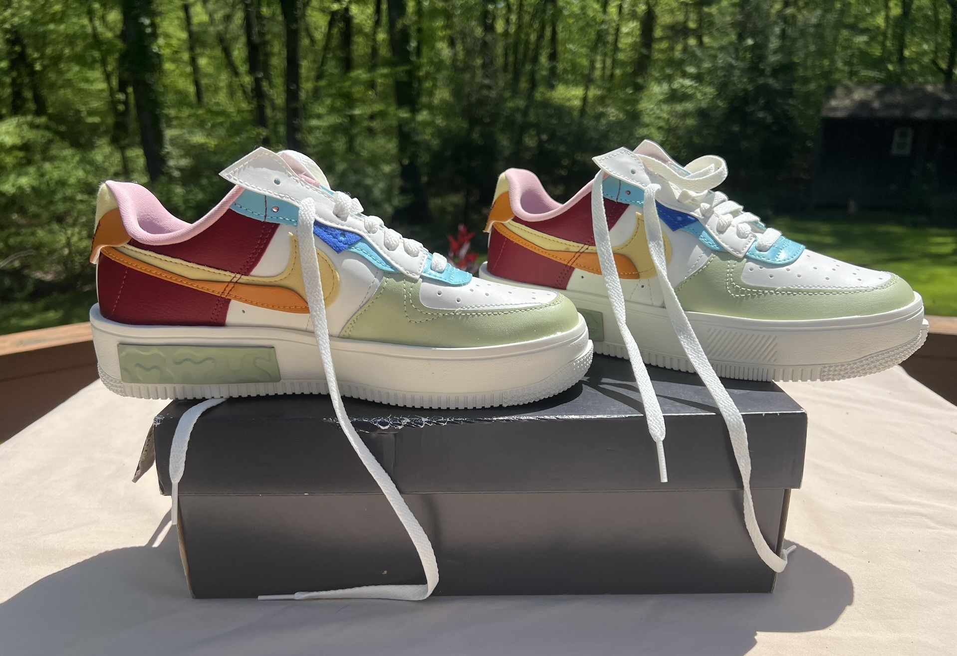 Nike Air Force 1 Fontanka Sail/Sunset/Pomegranate/Saturn Gold Women’s 8.5