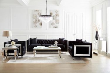 Brand New Contemporary Style black Velvet sofa set on sale