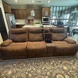 Brown Microsuede Recliner Couch