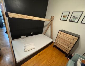 Floor bed with mattress & dresser