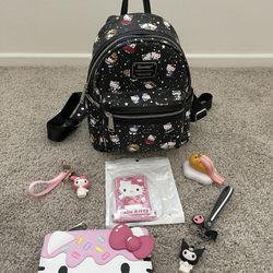 Loungefly Hello Kitty Zodiac Print Double strap Shoulder Bag Purse with Loungefly Wallet 