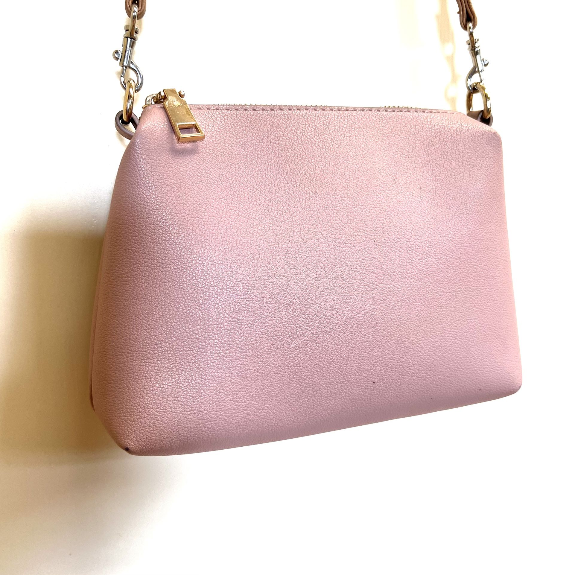 Madison West Leather Small Crossbody Bag Purse Mauve Pink